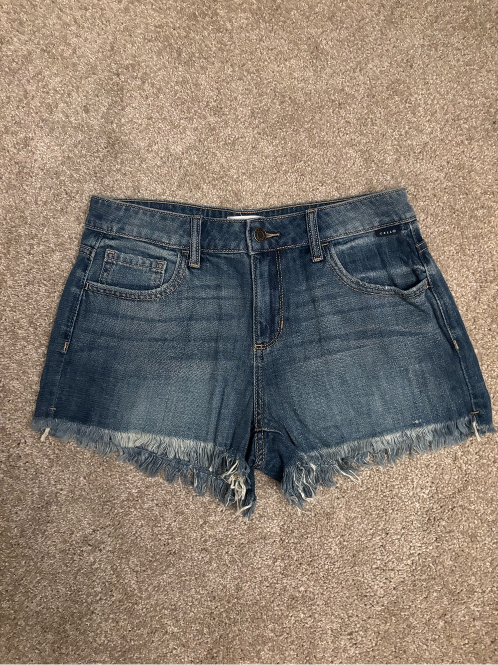 Denim Frayed Hem Women’s Shorts - Blue